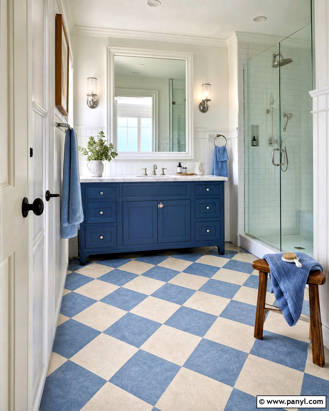 Blue And White Checkerboard Bathroom - 20 white and blue bathroom ideas