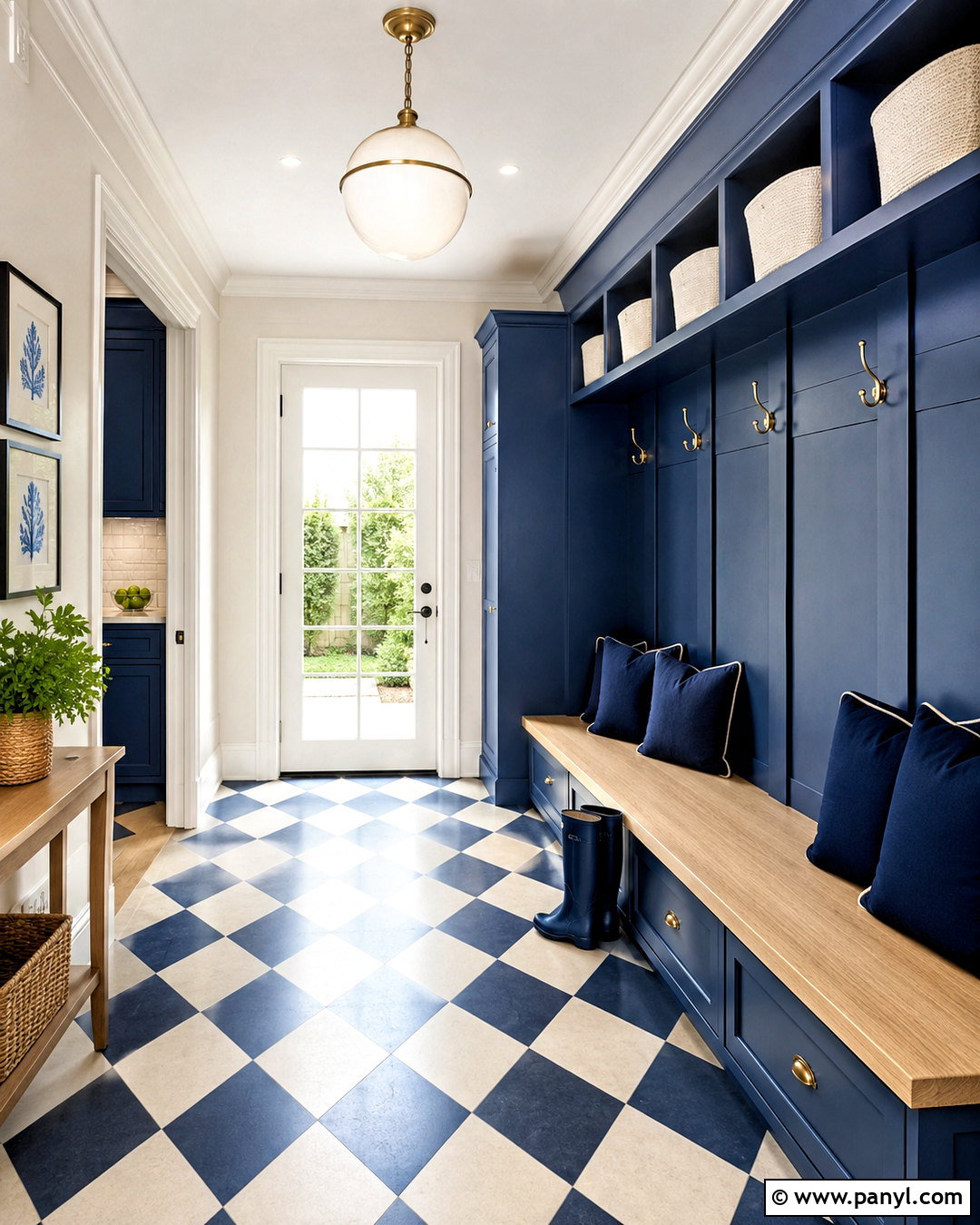 Blue And White Checkered Mudroom - 20 blue mudroom ideas