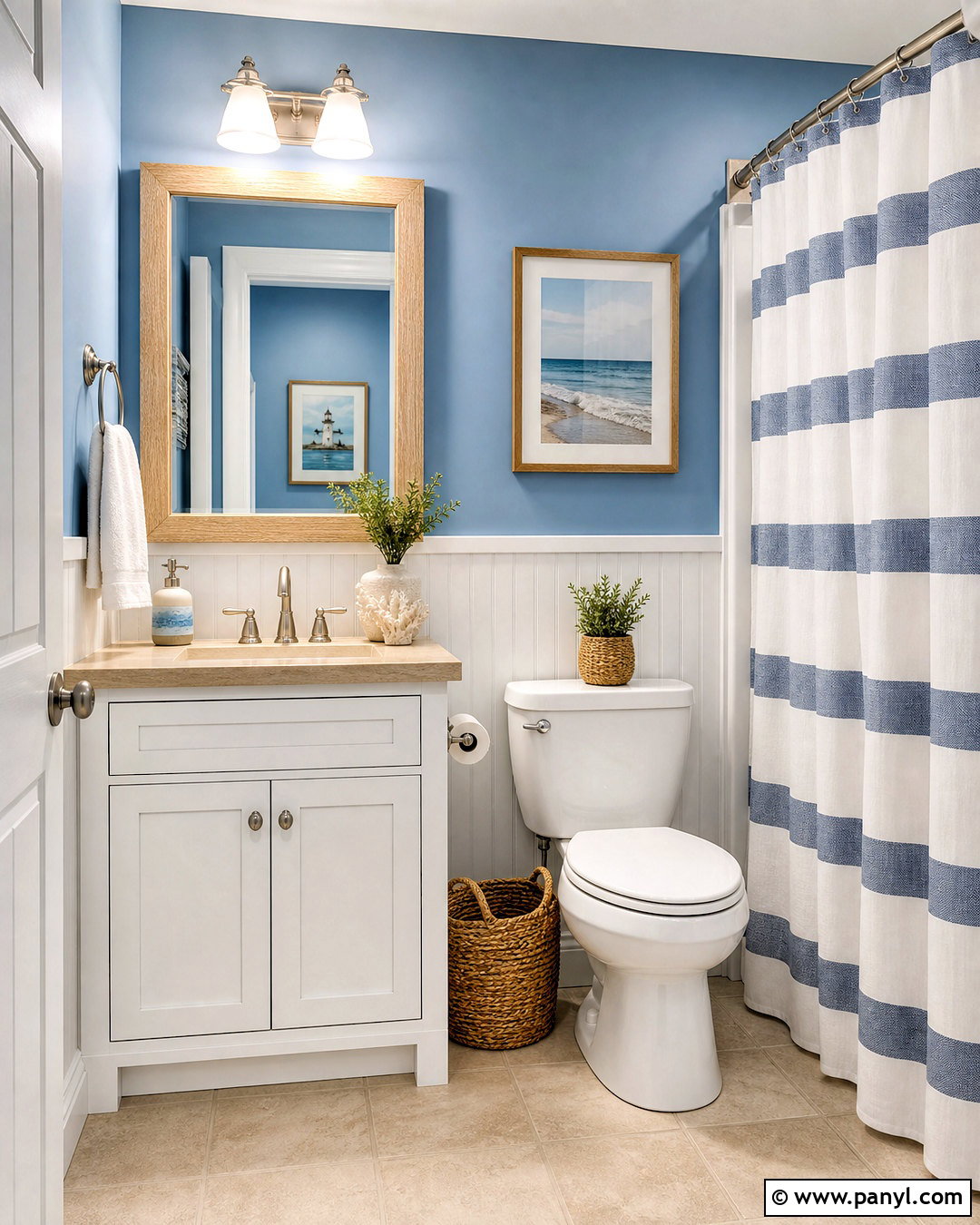 Blue And White Coastal Bathroom - 20 small blue bathroom ideas