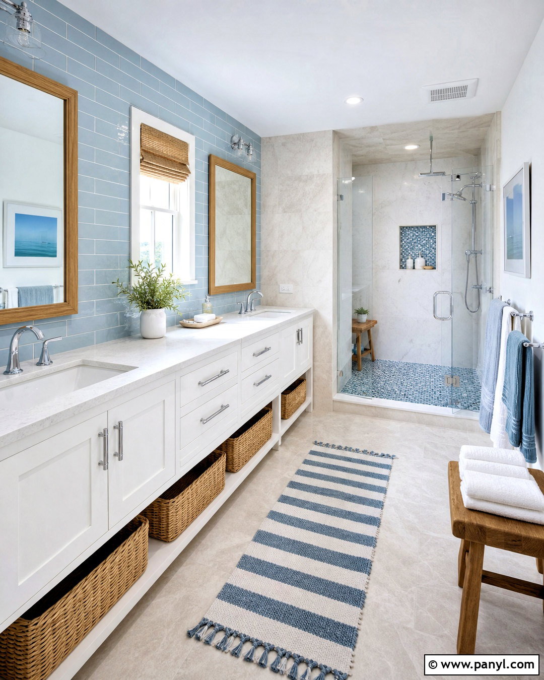 Blue And White Coastal Bathroom - 20 white and blue bathroom ideas