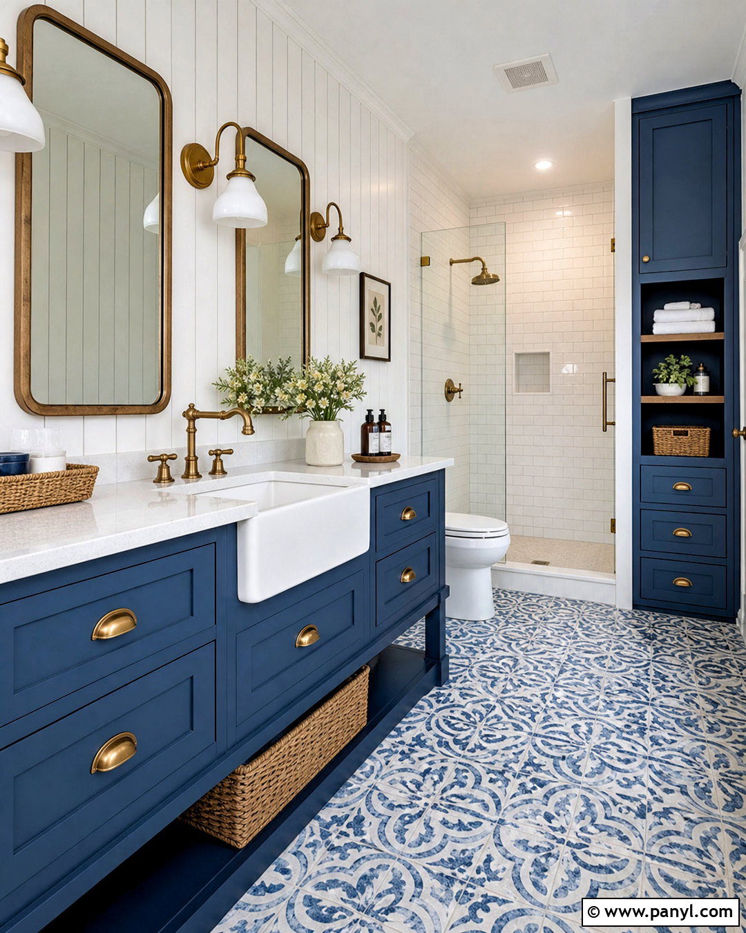 Blue And White Farmhouse Bathroom - 20 white and blue bathroom ideas