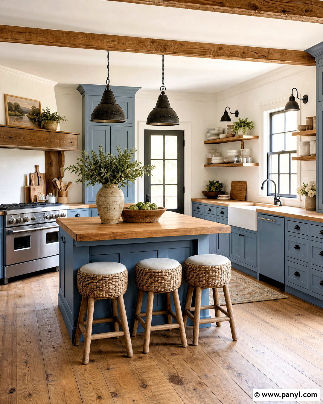 Blue And White Farmhouse Kitchen - 20 kitchen with blue accents