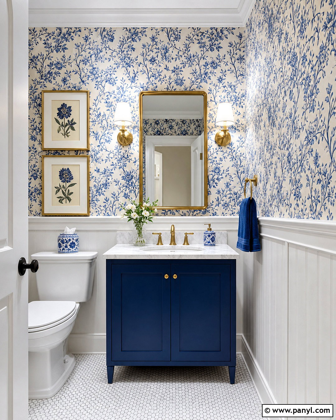 Blue And White Floral Wallpaper Bathroom - 20 white and blue bathroom ideas
