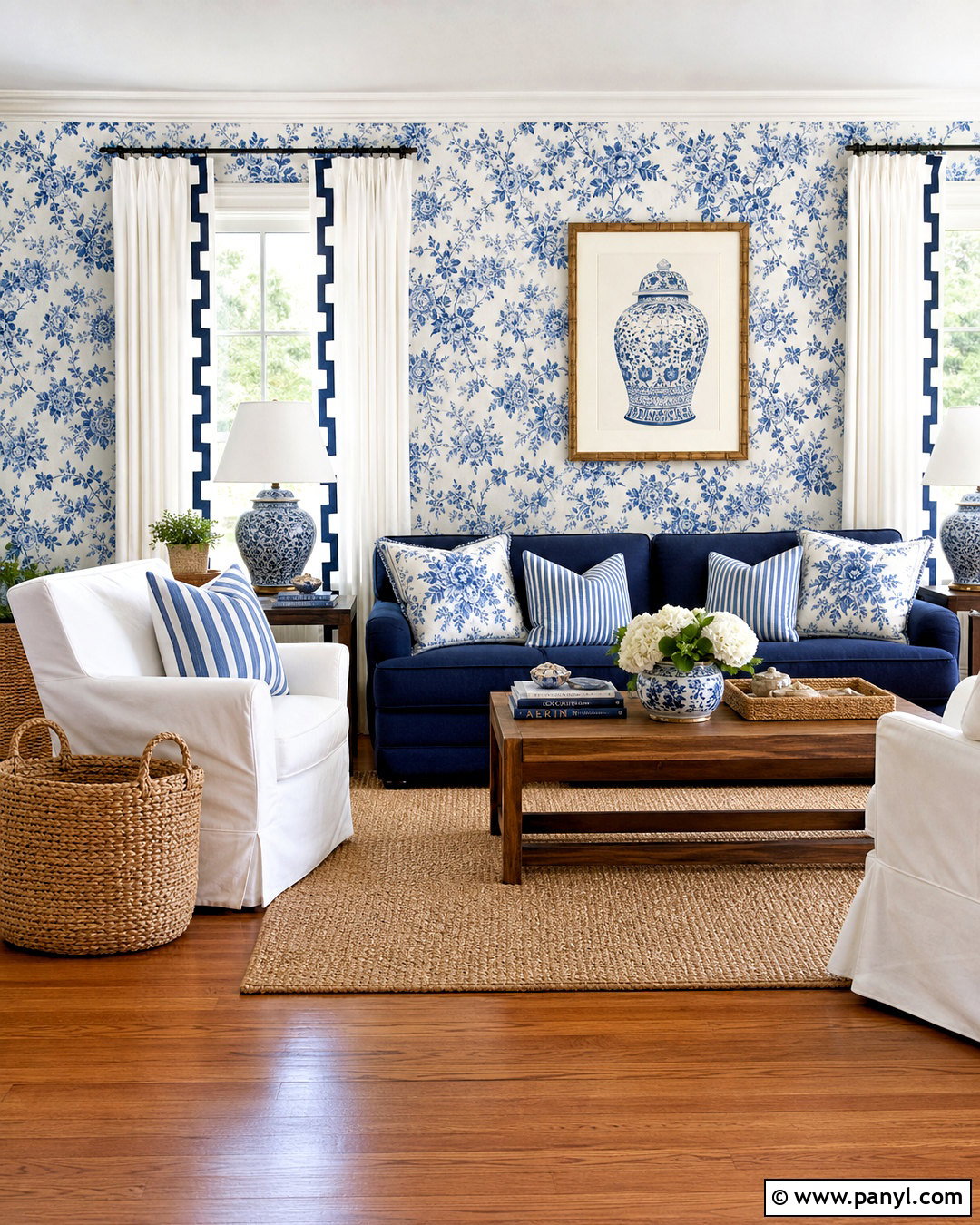 Blue And White Floral Wallpaper - 20 floral wallpaper living room ideas