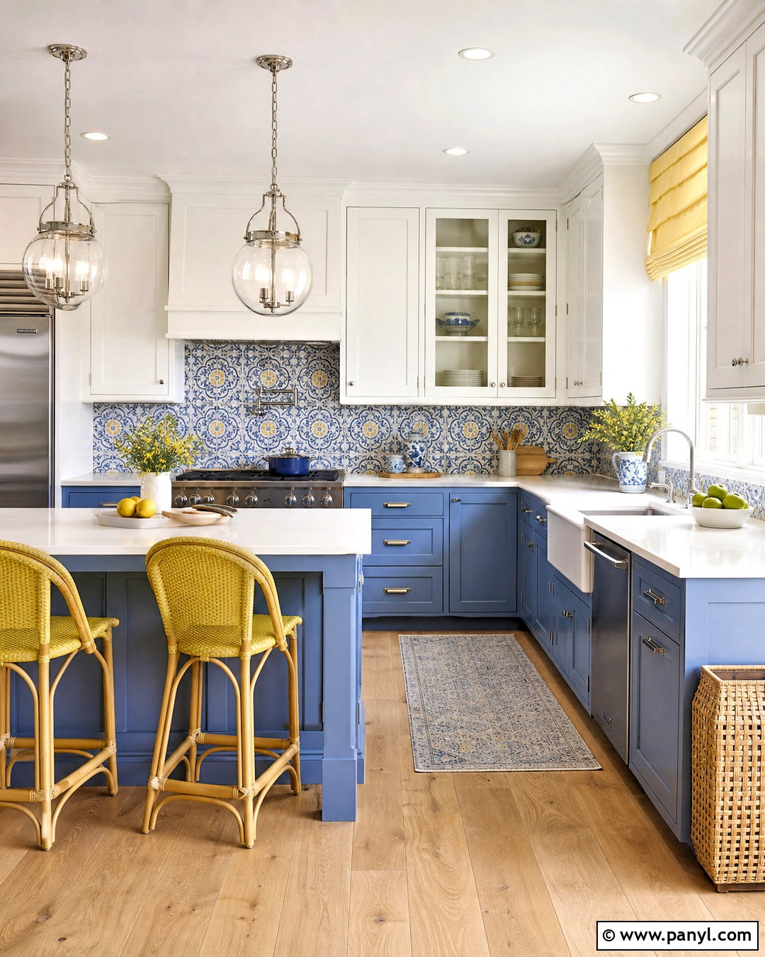 Blue And White Kitchen With Lemon Accents - 20 kitchen with yellow accents