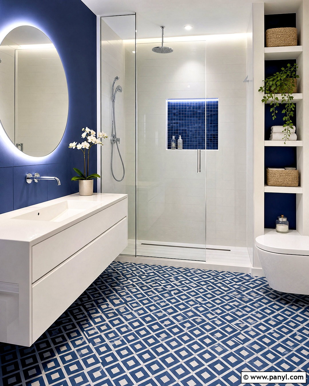 Blue And White Mosaic Tile Bathroom - 20 white and blue bathroom ideas