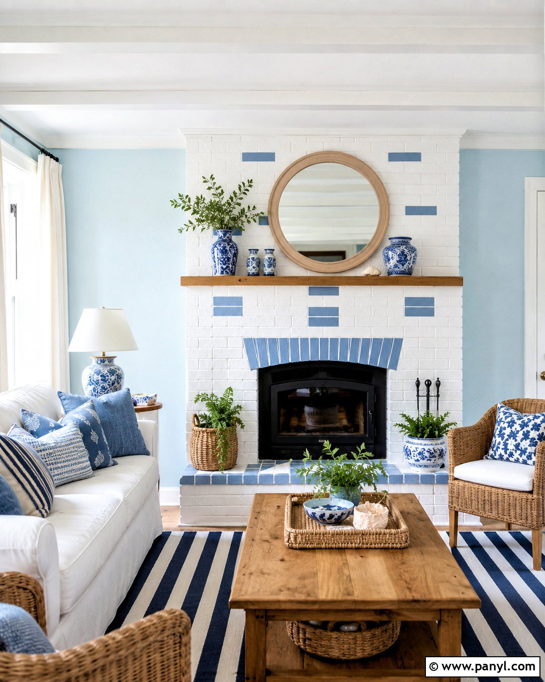 Blue And White Painted Fireplace - 20 colored fireplace painted ideas