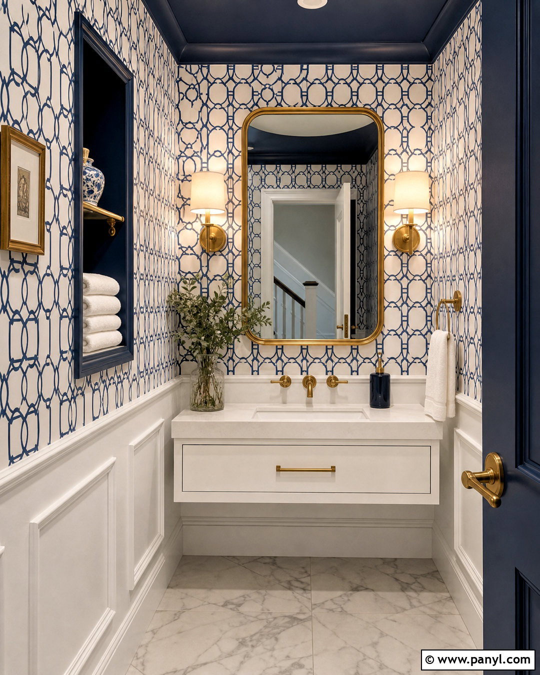Blue And White Powder Room - 20 white and blue bathroom ideas