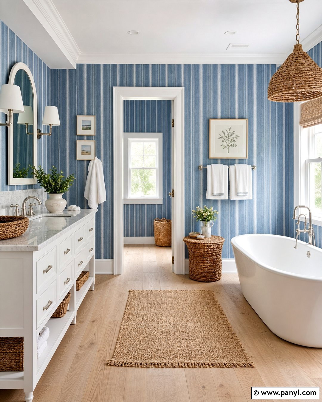 Blue And White Striped Bathroom Walls - 20 Elegant Bathroom With Striped Walls
