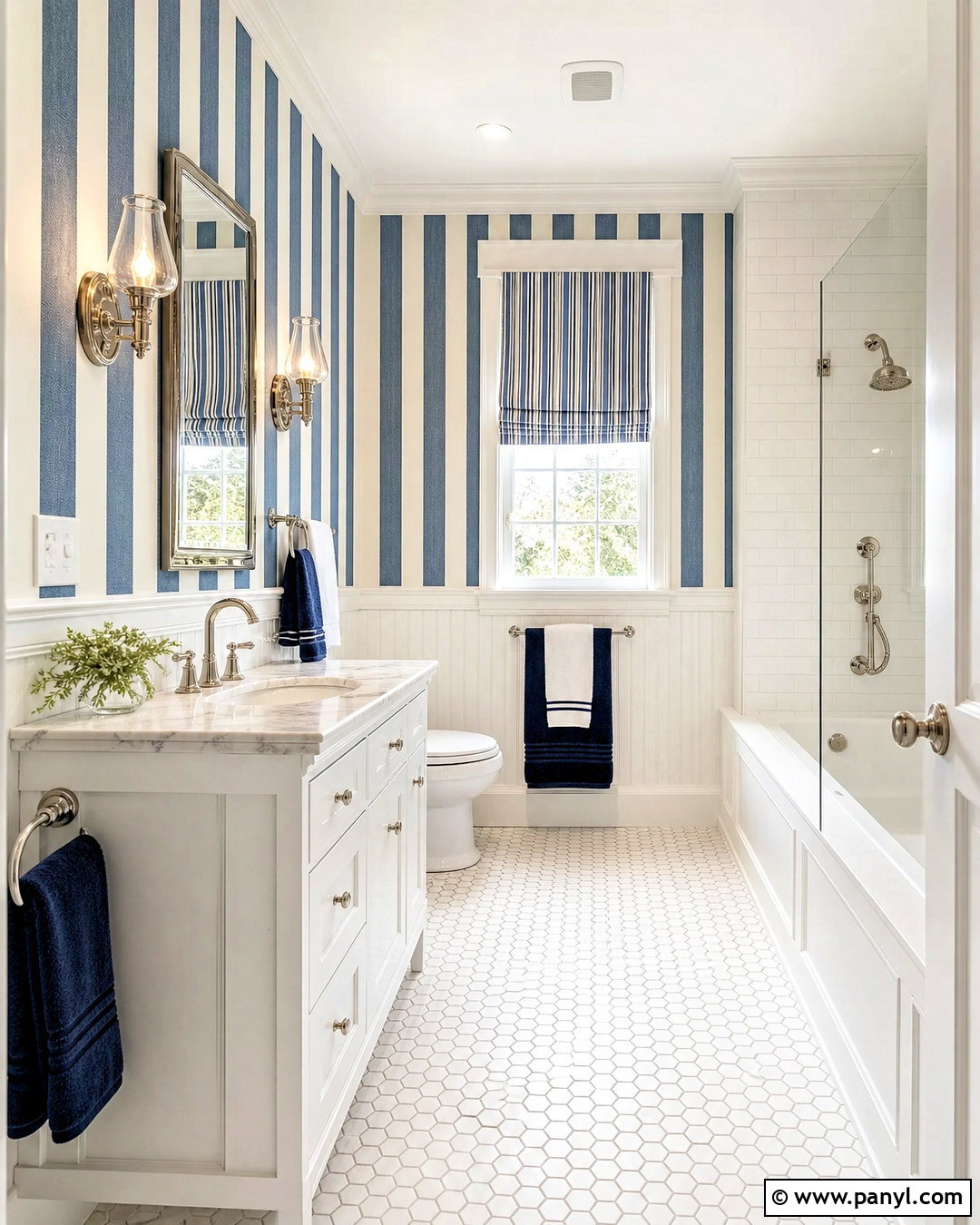 Blue And White Striped Bathroom - 20 white and blue bathroom ideas