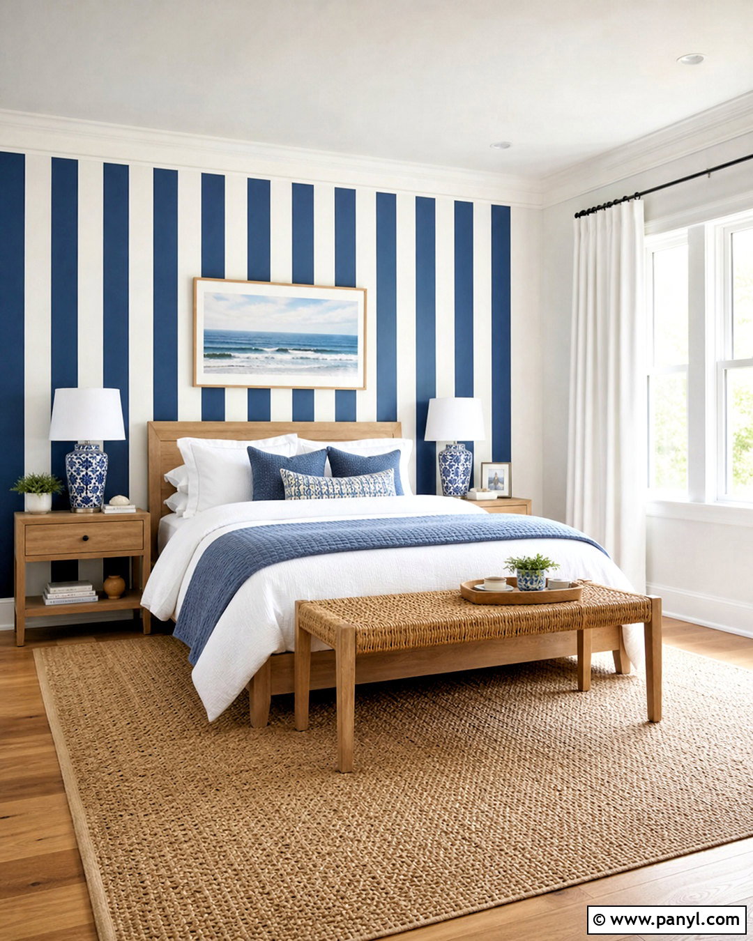 Blue And White Vertical Striped Bedroom Walls - 20 striped bedroom walls