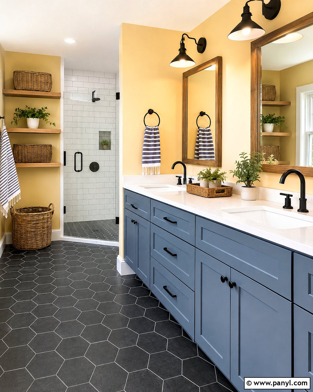 Blue And Yellow Farmhouse Bathroom - 20 blue and yellow bathroom ideas