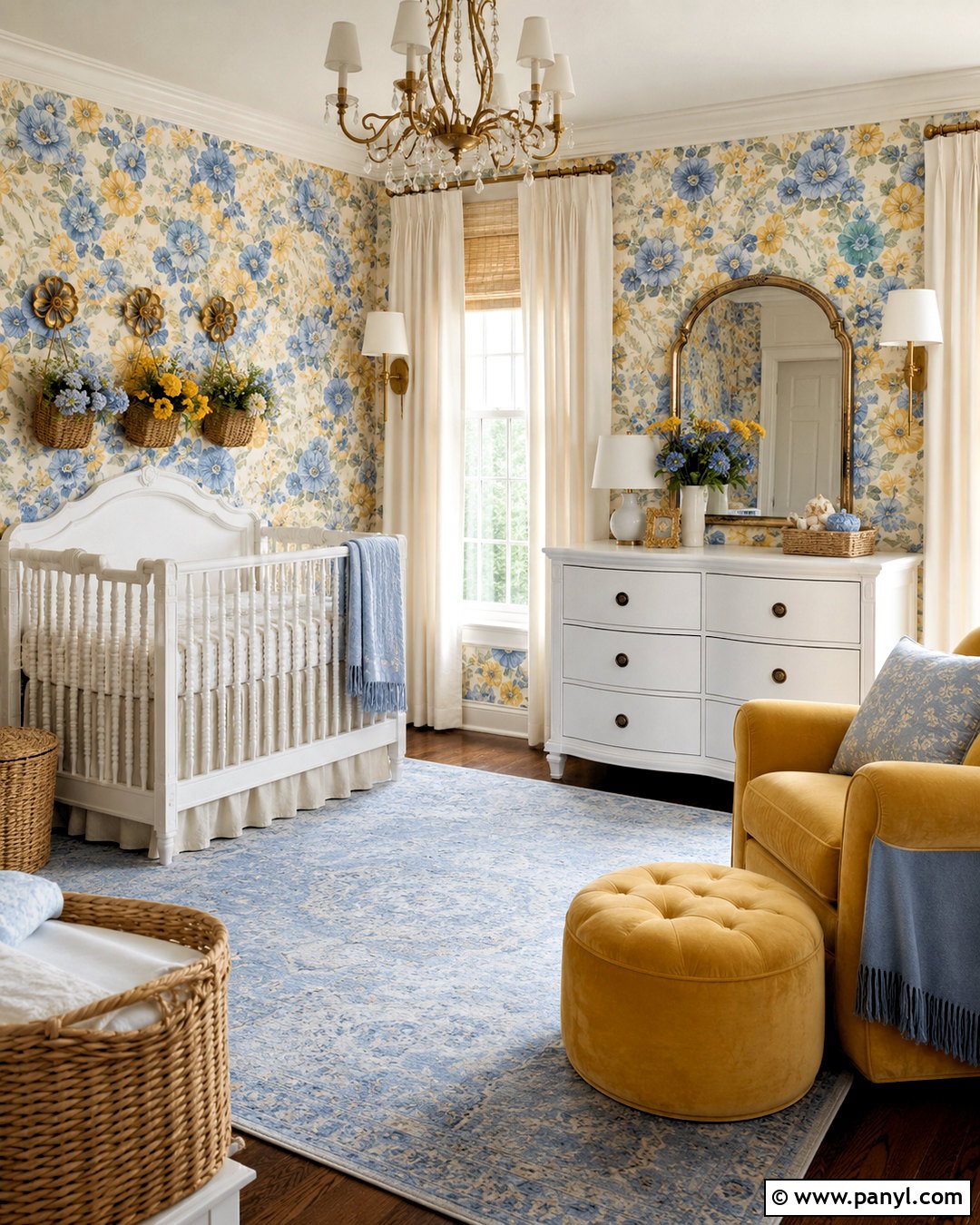 Blue And Yellow Floral Nursery - 20 blue and yellow nursery ideas