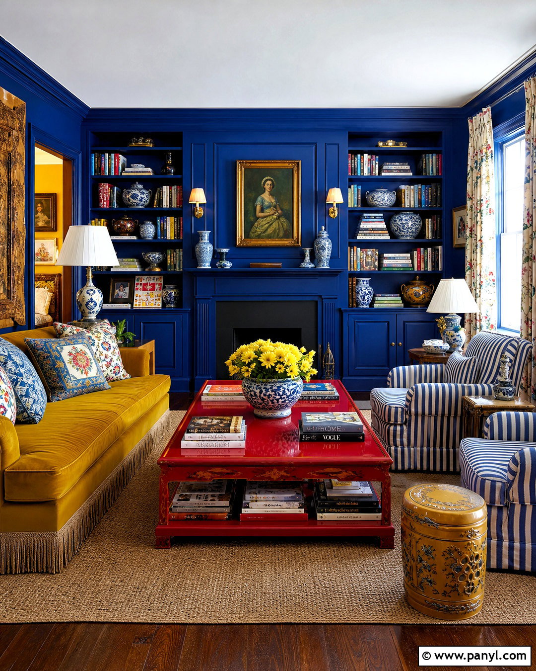 Blue And Yellow Maximalist Living Room - 20 bright maximalist decor ideas
