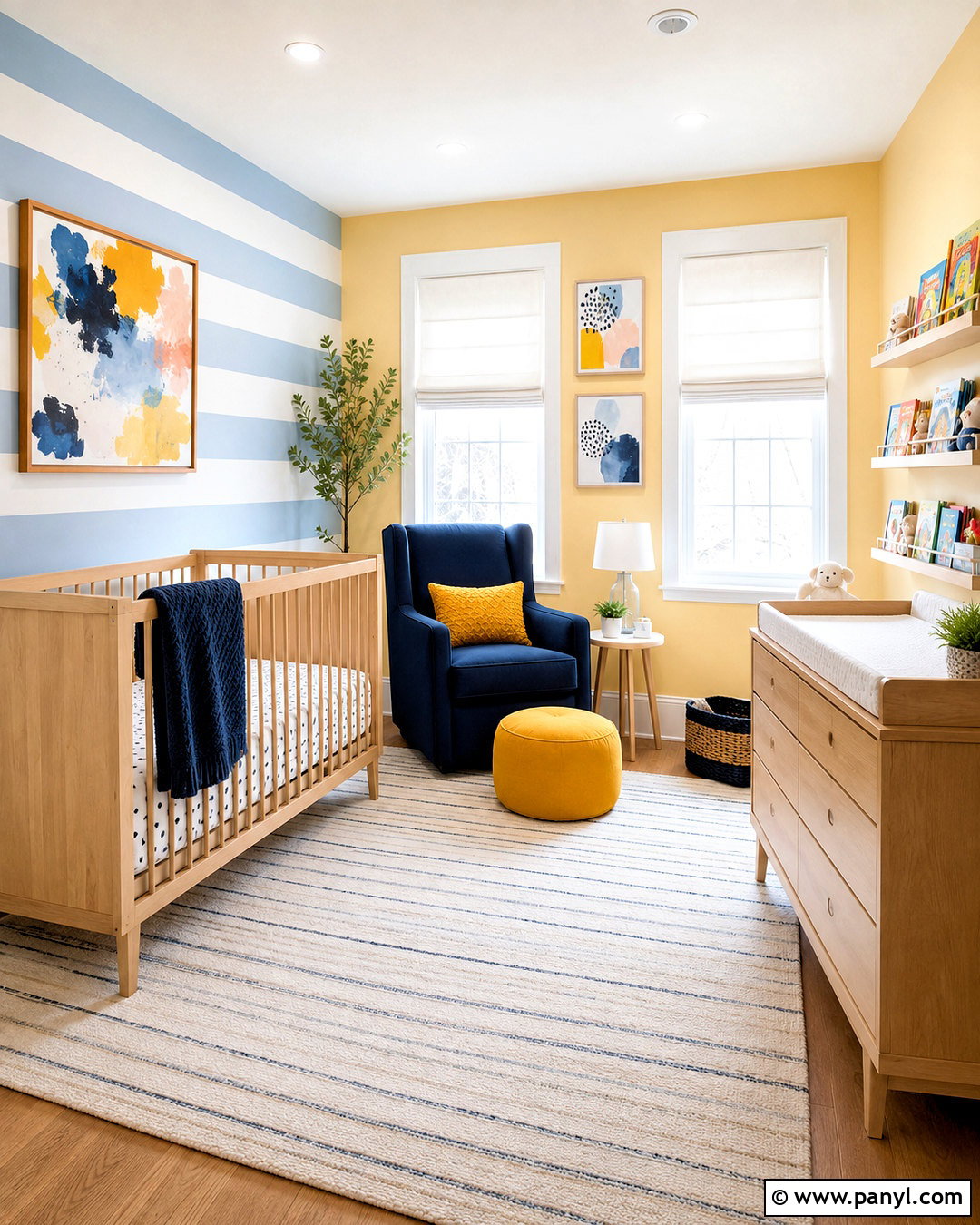 Blue And Yellow Striped Nursery - 20 blue and yellow nursery ideas