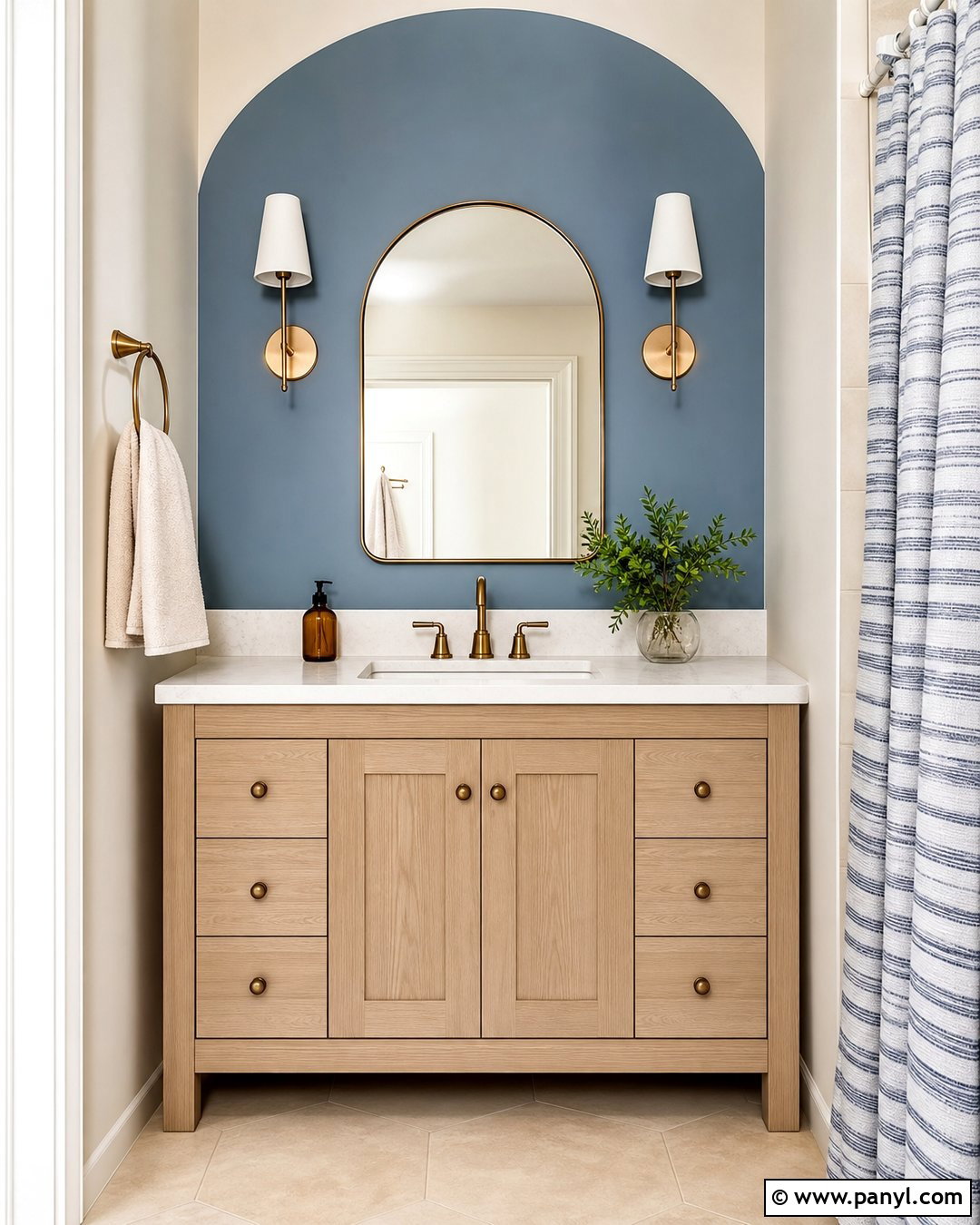 Blue Arched Accent Wall Bathroom Vanity - 20 Arched Painted Accent Wall Ideas
