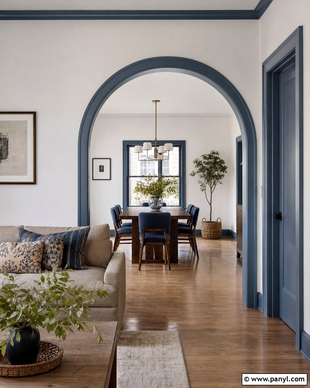 Blue Arched Doorway Trim - 35 Blue Trim White Walls