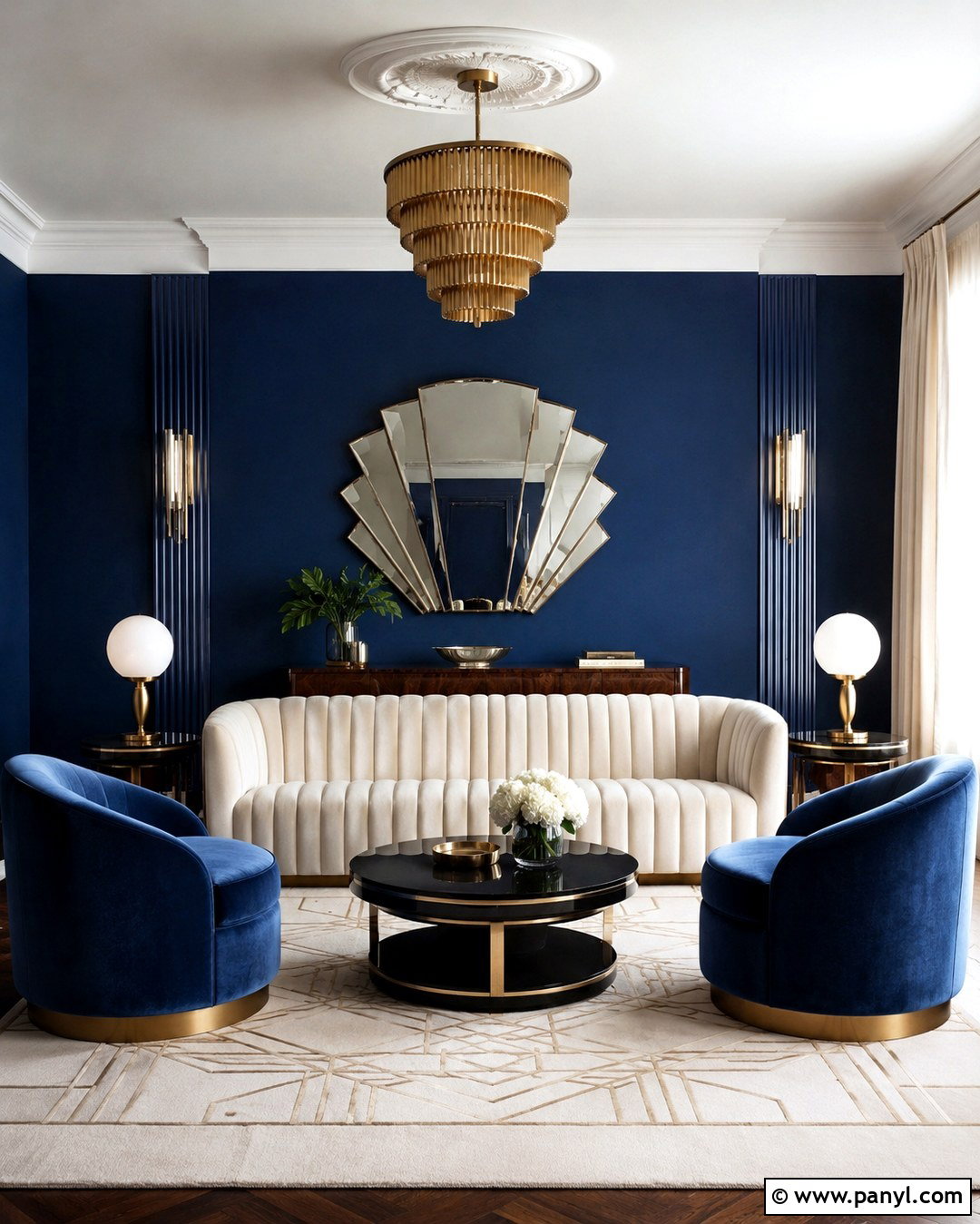 Blue Art Deco Lounge Room - 20 Blue Wall Lounge Room Ideas