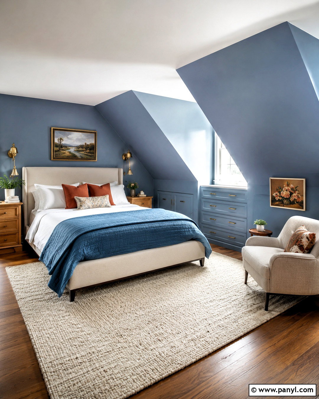 Blue Attic Bedroom With Sloped Ceilings - 20 blue bedroom design ideas