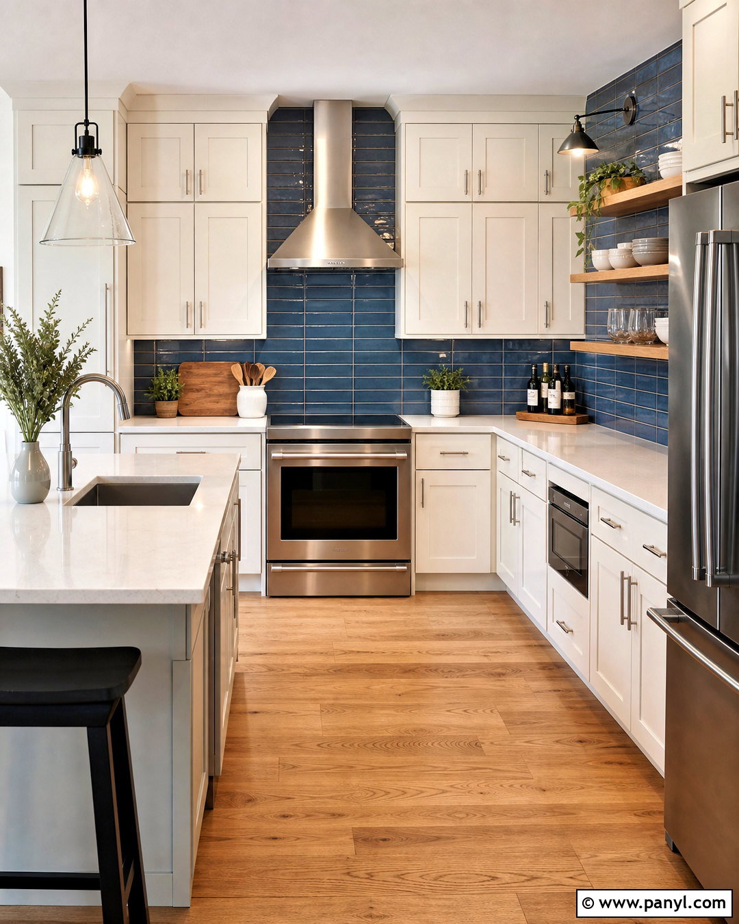 Blue Backsplash With White Cabinets - 20 blue kitchen inspiration ideas