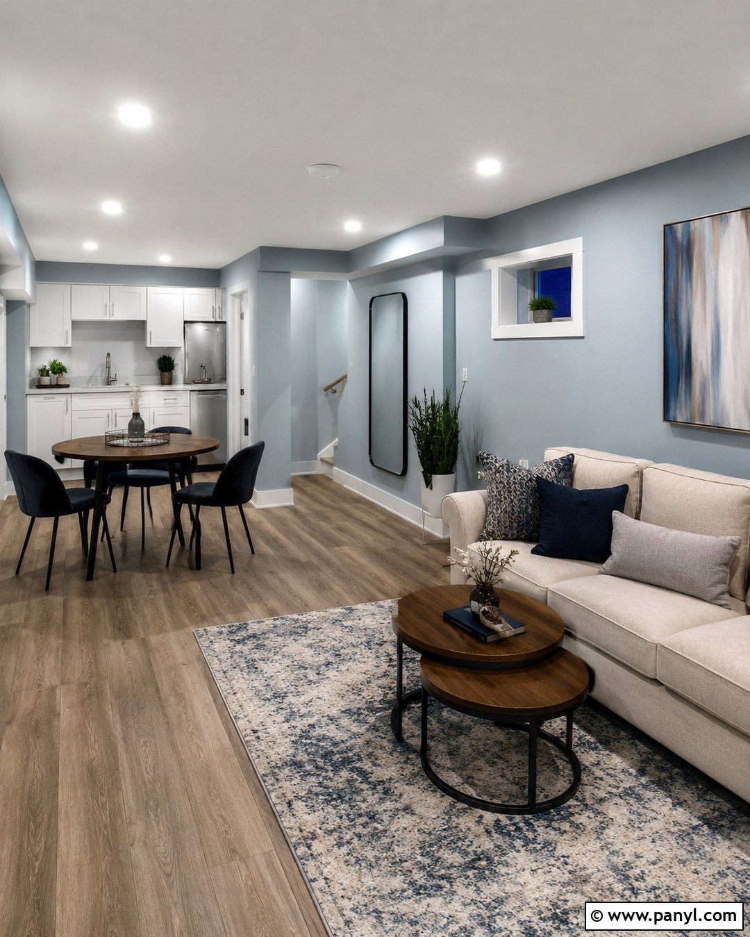 Blue Basement Apartment Living Room - 20 Basement Blue Walls