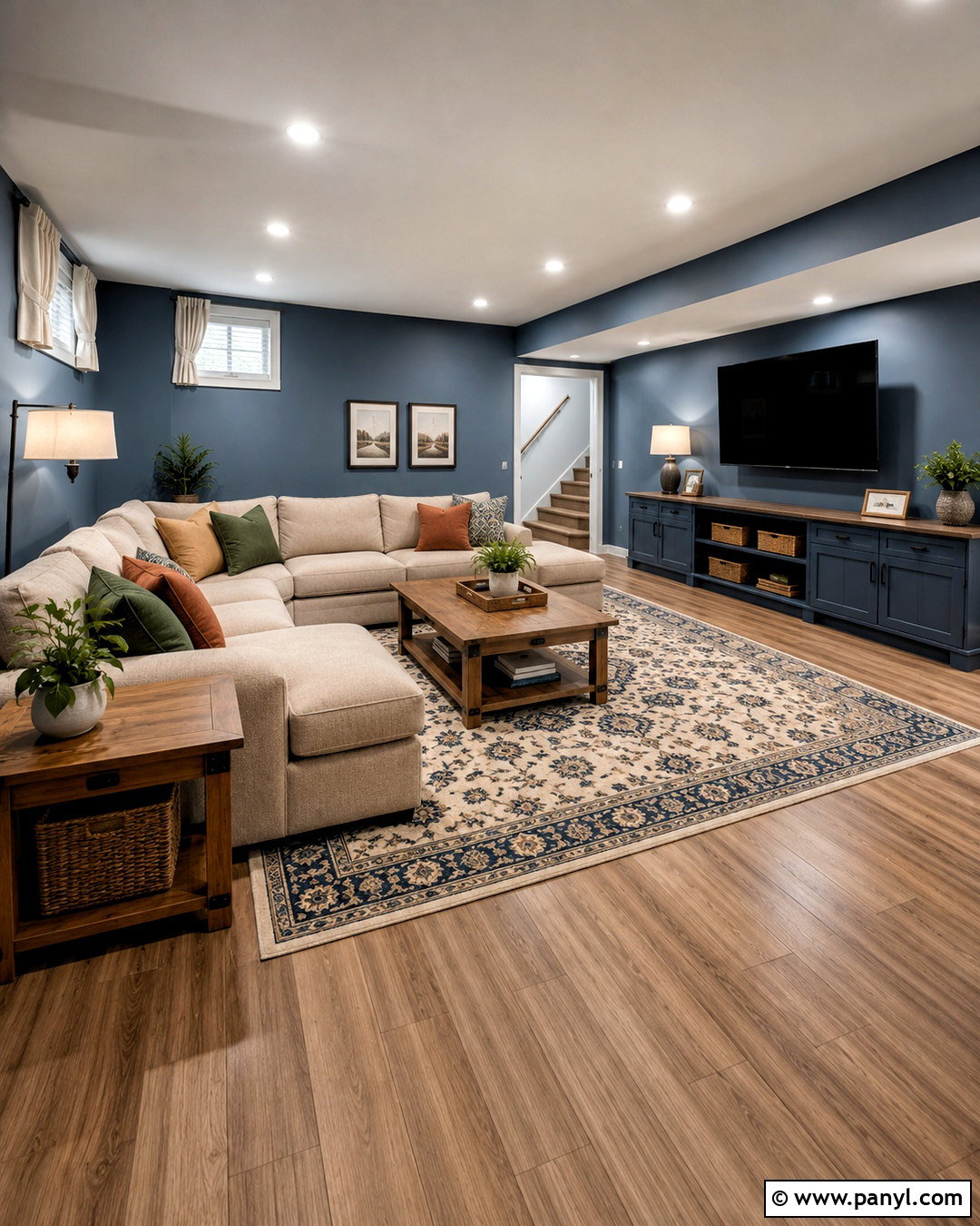 Blue Basement Family Room - 40 blue wall paint ideas