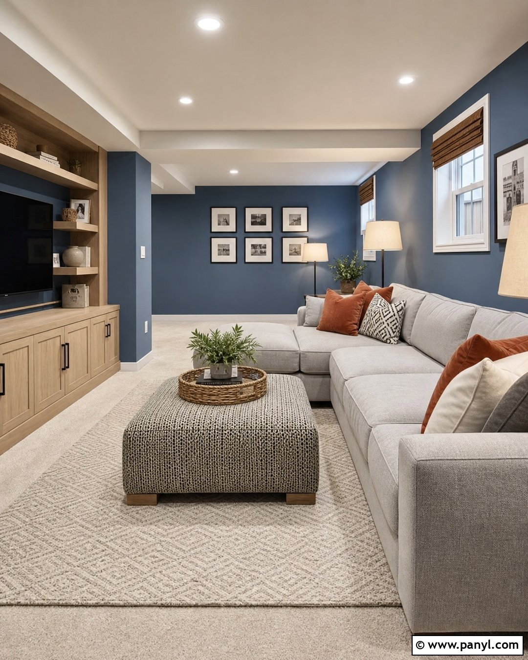 Blue Basement Family Room - 30 blue walls room ideas