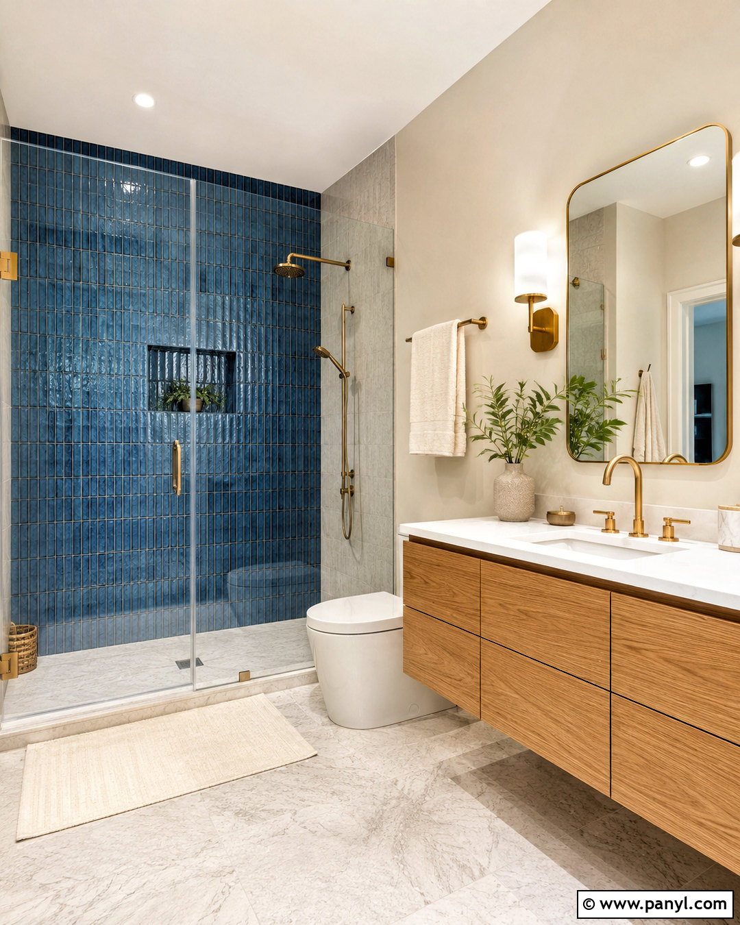 Blue Bathroom Tile Accent Wall - 40 Blue Accent Wall Ideas