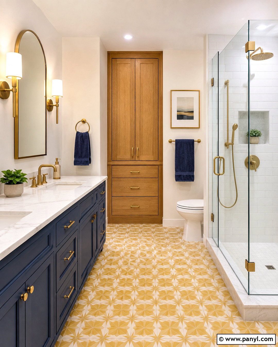 Blue Bathroom Vanity With Yellow Floor Tile - 20 blue and yellow bathroom ideas