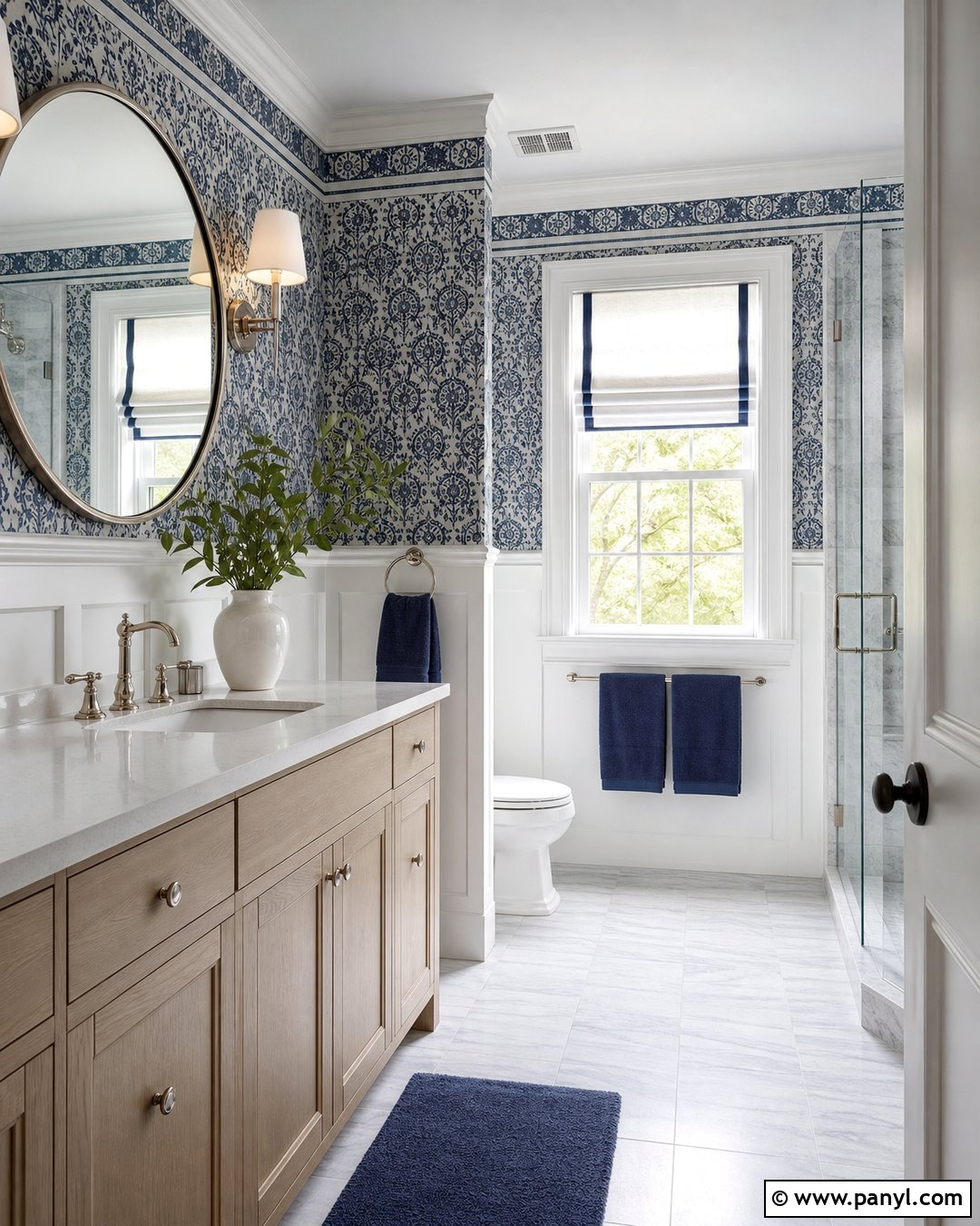 Blue Bathroom Wallpaper - 25 Choose You Wallpaper Ideas