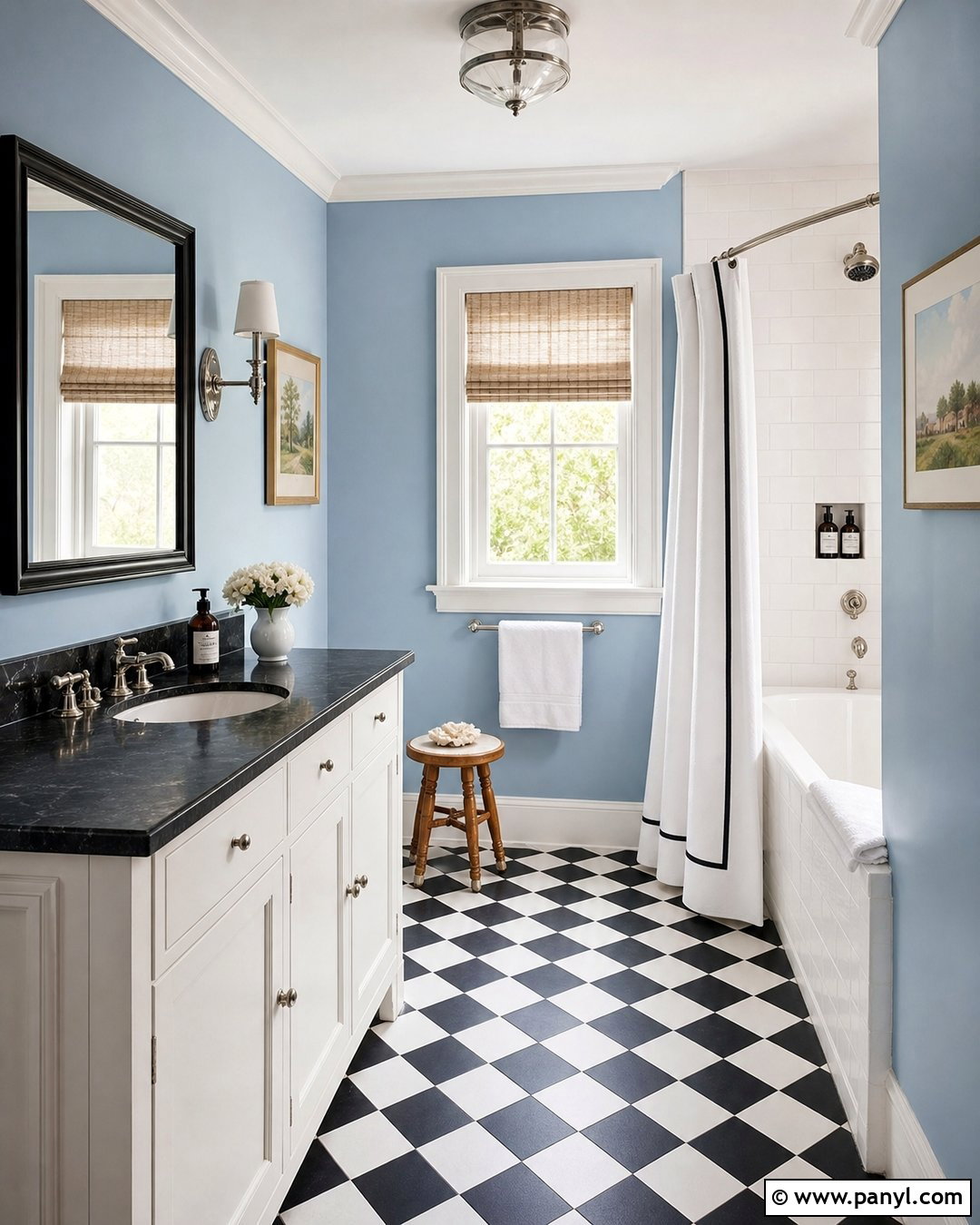 Blue Bathroom Walls With Checkerboard Floor - 30 Bathroom Blue Walls