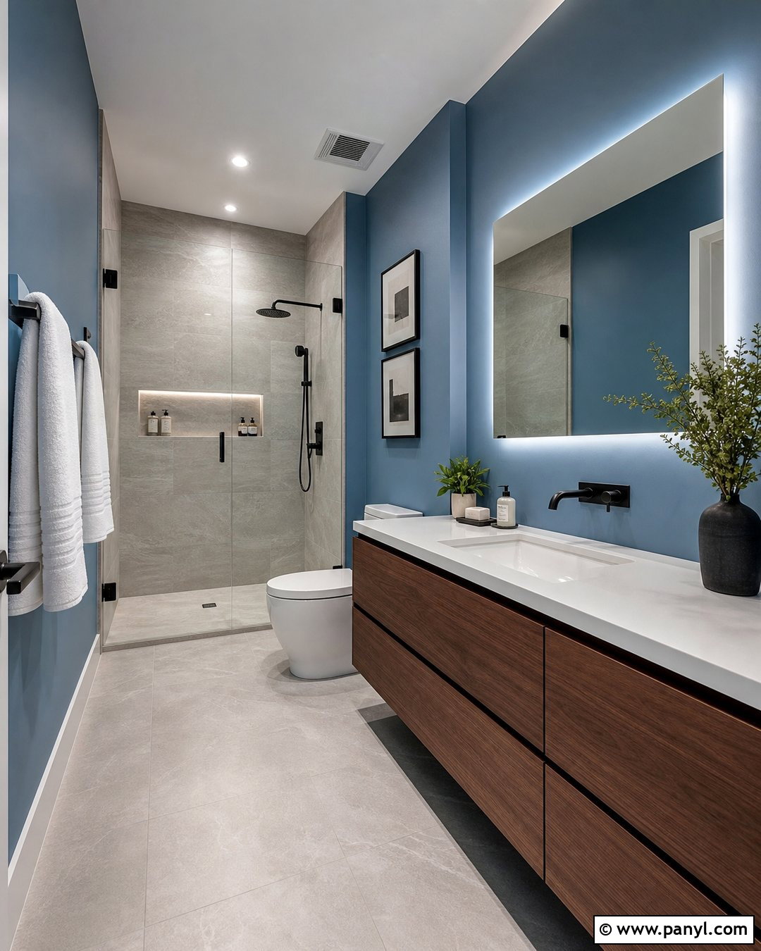 Blue Bathroom Walls With Floating Vanity - 30 Bathroom Blue Walls