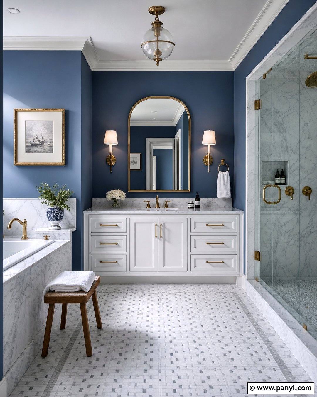 Blue Bathroom Walls With Marble - 35 Blue Bathroom Walls