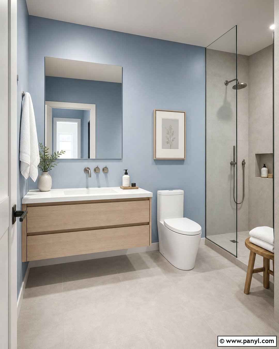 Blue Bathroom Walls With Minimalist Decor - 30 Bathroom Blue Walls