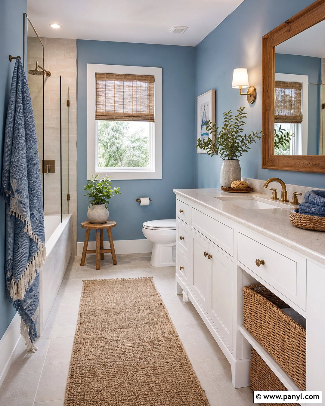 Blue Bathroom Walls With Natural Textures - 30 Bathroom Blue Walls