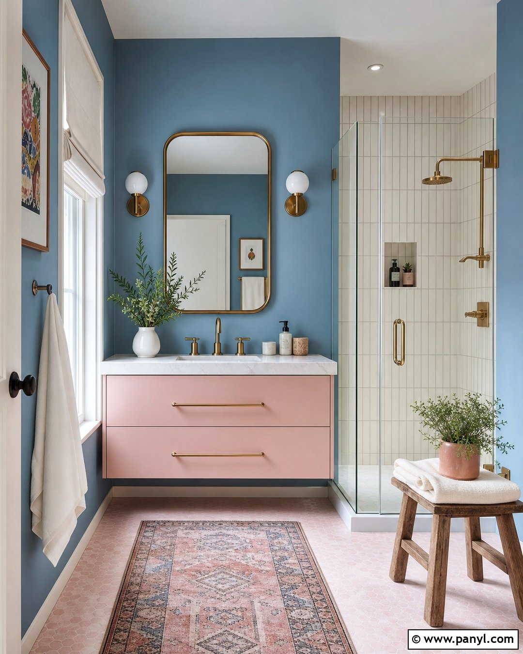 Blue Bathroom Walls With Pink Accents - 30 Bathroom Blue Walls