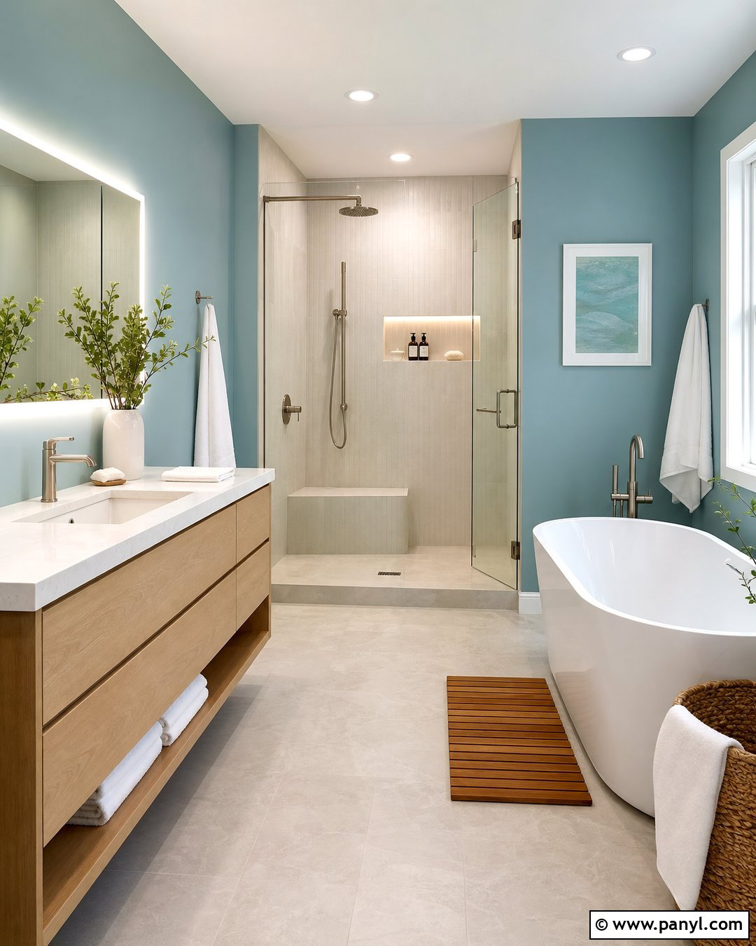 Blue Bathroom Walls With Spa Decor - 30 Bathroom Blue Walls