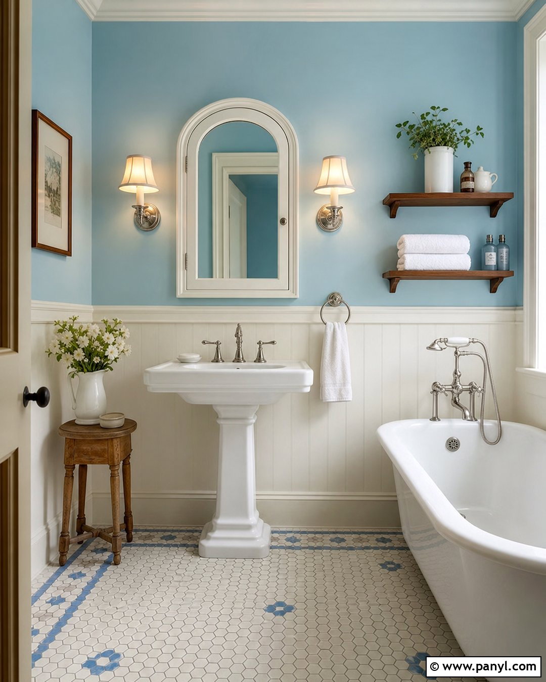 Blue Bathroom Walls With Vintage Fixtures - 30 Bathroom Blue Walls