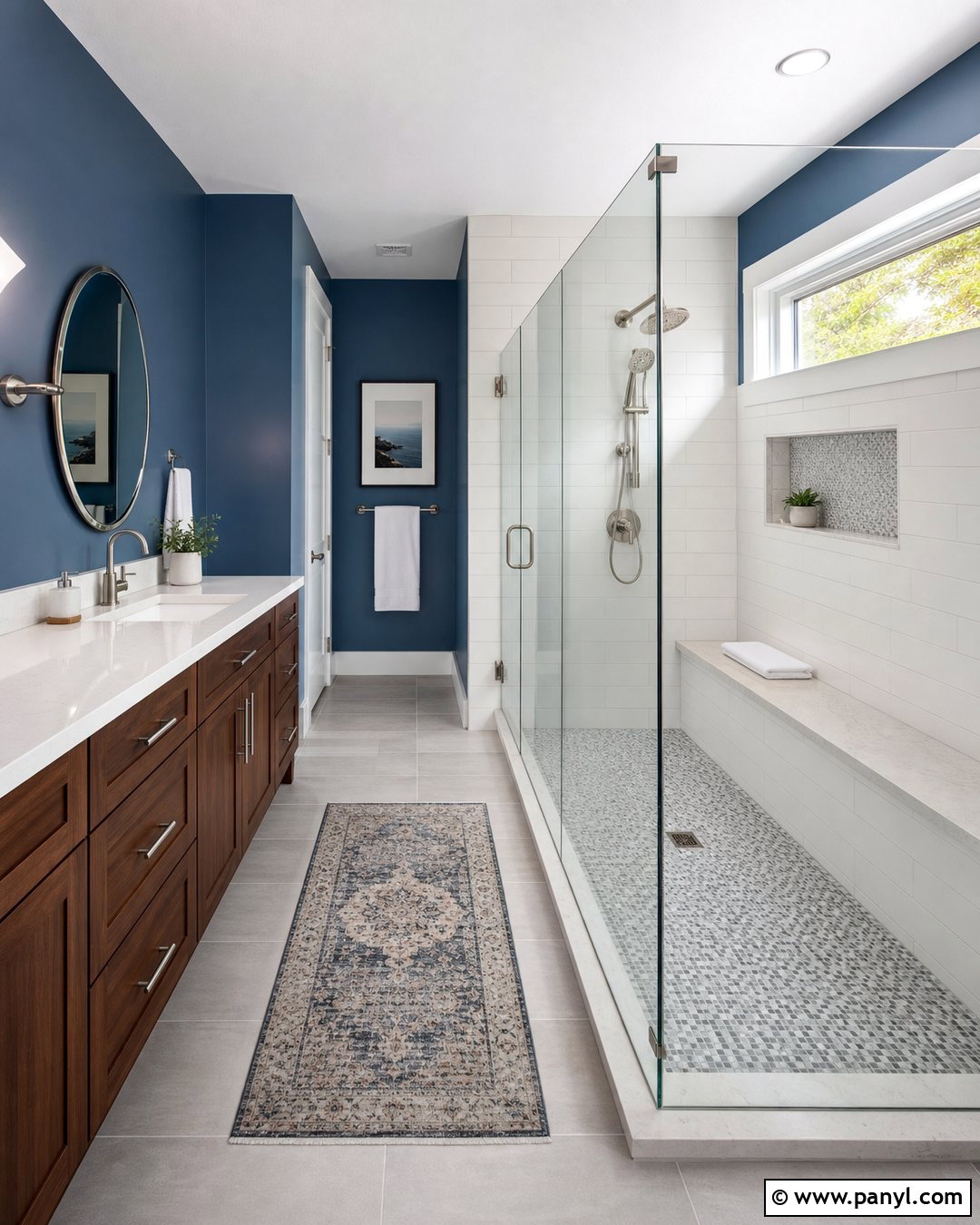 Blue Bathroom Walls With Walk In Shower - 30 Bathroom Blue Walls
