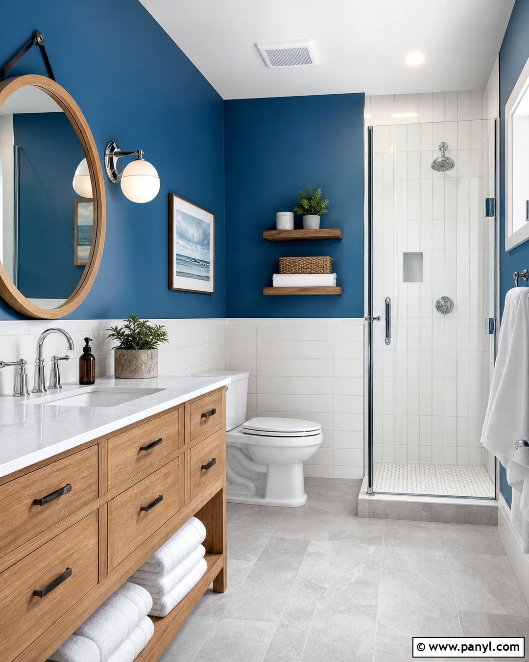 Blue Bathroom Walls With White Tile - 35 Blue Bathroom Walls