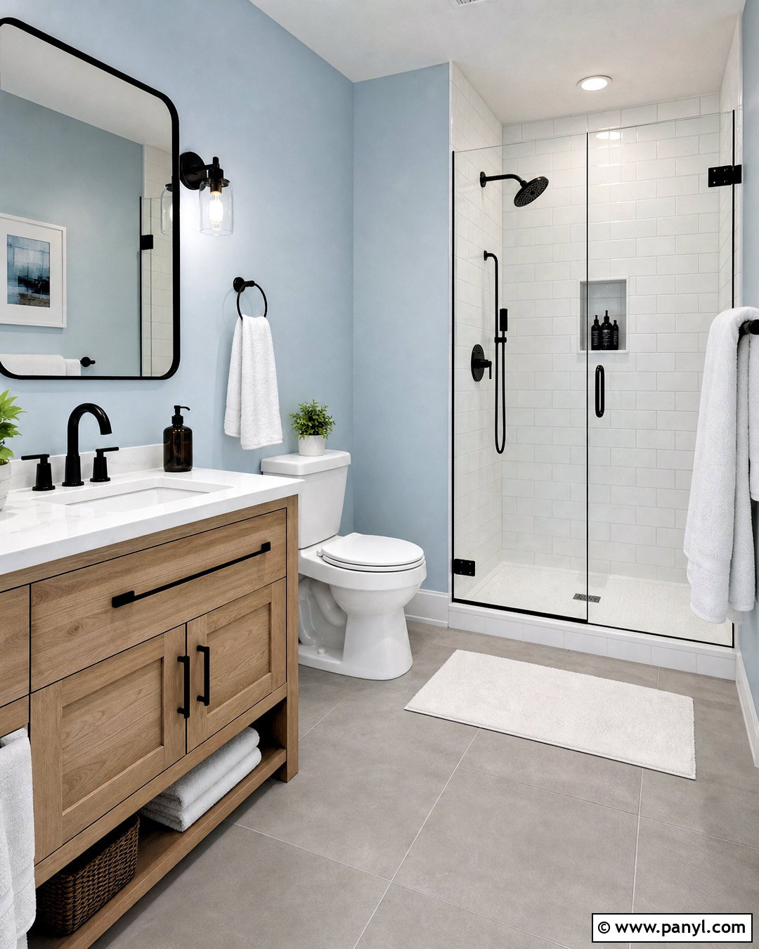Blue Bathroom With Black Fixtures - 20 small blue bathroom ideas