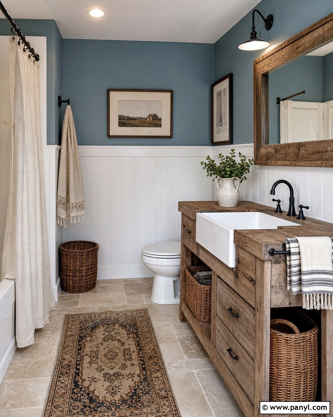 Blue Bathroom With Farmhouse Decor - 20 Cozy Bathroom With Blue Walls