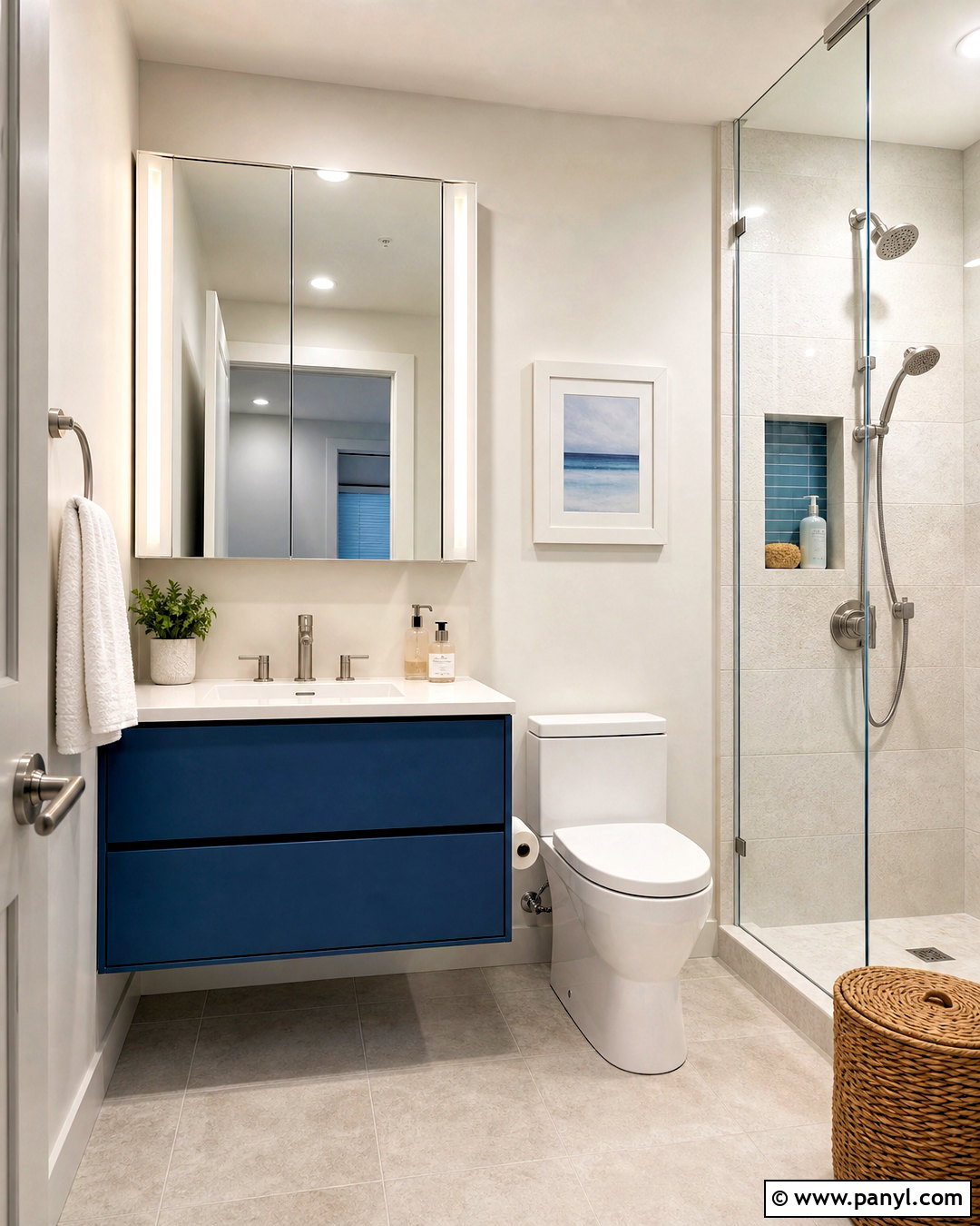 Blue Bathroom With Floating Vanity - 20 small blue bathroom ideas