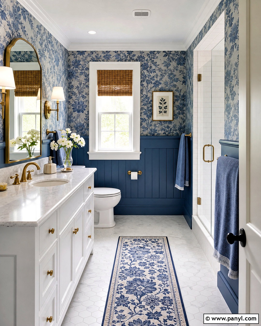 Blue Bathroom With Floral Wallpaper - 20 blue bathroom design ideas