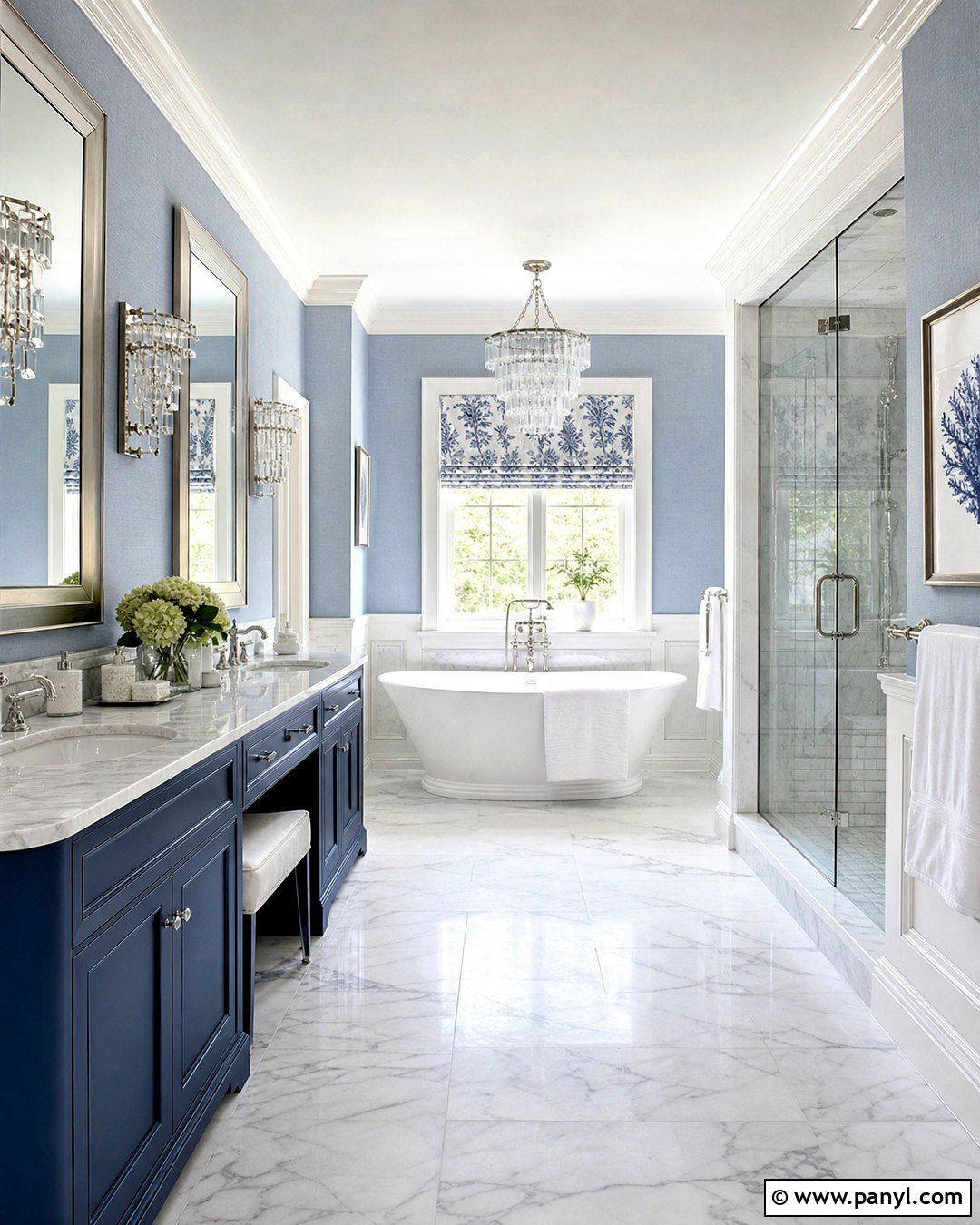 Blue Bathroom With Marble Surfaces - 20 blue bathroom design ideas