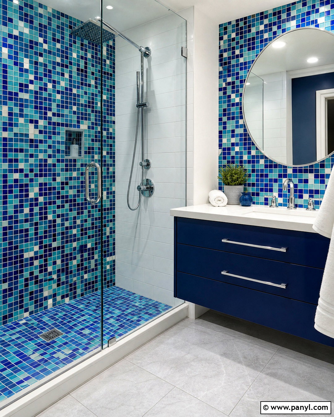 Blue Bathroom With Mosaic Tile - 20 blue bathroom design ideas