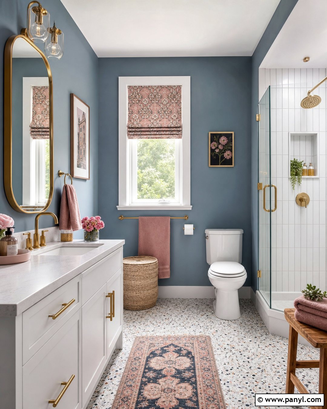 Blue Bathroom With Pink Accents - 20 Cozy Bathroom With Blue Walls