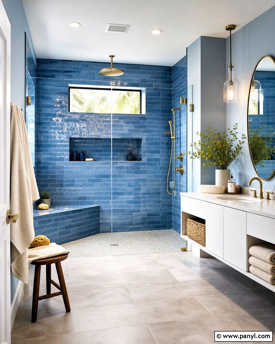 Blue Bathroom With Walk-In Shower - 20 blue bathroom design ideas