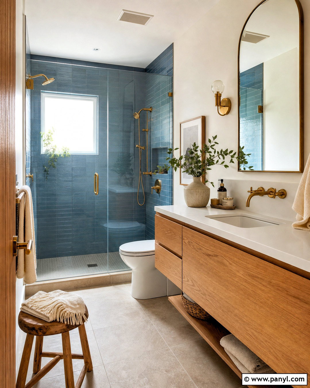 Blue Bathroom With Wood Accents - 20 small blue bathroom ideas