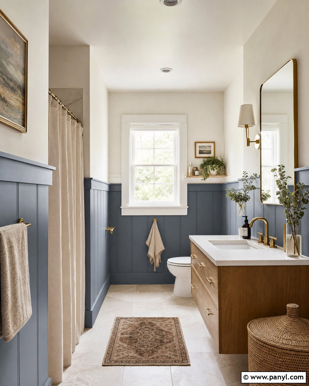 Blue Bathroom With Wood Paneling - 20 Cozy Bathroom With Blue Walls